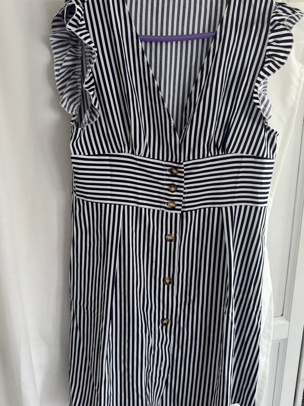 Navy and White Striped Button-Front Sundress